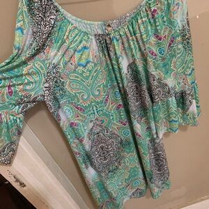 Vibrant Paisley Off-Shoulder Blouse